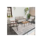 Mygusi " Modern'' Serisi Balkon, Bahçe, Cafe - Metal Kanepe Koltuk Takımı - 2 1 1 Sehpa Hediyeli - Krem