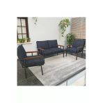 Mygusi Modern Serisi Balkon, Bahçe, Cafe - Metal Kanepe Koltuk Takımı - 2+1+1 - Lacivert