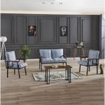 Mygusi Modern Serisi Balkon, Bahçe, Cafe - Metal Kanepe Koltuk Takımı - 2+1+1 Sehpalı - Turkuaz