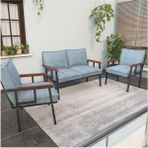 Mygusi Modern Serisi Balkon, Bahçe, Cafe - Metal Kanepe Koltuk Takımı - 2+1+1 - Turkuaz