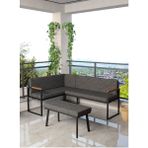 Mygusi Src Serisi Balkon, Bahçe, Cafe, Köşe Takımı, Balkon Köşe Takımı Puflu - Antrasit - 120x170