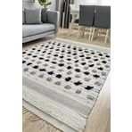 MYHOME HALI Oslo Iskandinav Şahane El Dokuma %100 Doğal Pamuk Yumuşak Gri Siyah Yıkanabilir Kilim Halı K7