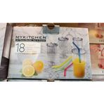 MYKITCHEN 18 Parça Bardak Seti – 6 Kişilik (500 ml Kapaklı Pipetli Bardak Seti)