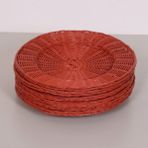 Mylamp Çarkıfelek Kiremit Rengi Rattan Duvar Dekoru & Supla 6'lı Set 33 cm - 35 x 35 cm - Kırmızı