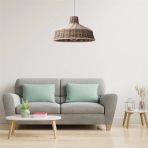 Mylamp Merve Krem & Açık Kahverengi 34X22 Cm Rattan Sarkıt Lamba