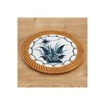 MYLAMP Rattan Çerçeveli 16 cm. Yaprak & Yusufcuk Desenli Dekoratif Obje