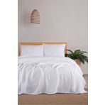 MYLASA HOME 4 Katlı Müslin Çift Kişilik Yatak Örtüsü Seti-230x250 Cm,yazlık Pike & Yastık Kılıfı (3 PARÇA)-beyaz