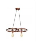 Mylights Bakır Eskitme Patinalı Avize Ikili Sarkıt Avize Rustik Retor Sarkıt Avize - Ahşap - 1