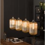 Mylights Balcam Dörtlü Sarkıt Mutfak Adası Kafe Otel Restaurant AVM 120 cm Gövde Vintage Sıralı Masa Üstü Avize(CAM RENKLERİ MEVCUT) - Siyah
