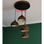 Mylights Eskitme Fırçalı Metal Sarkıt Rustik Vintage Dört Avize Salon Avize - Renkli