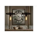 Mylights Ikili Masa Üstü Metal Sarkıt Rustik Vintahe Avize Taban 60X5 cm - Ahşap - 1