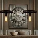 Mylights İkili Masa Üstü Metal Sarkıt Rustik Vintahe Avize Taban 60x5 Cm
