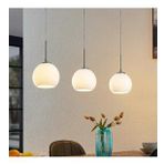 Mylıghts Masa Üstü İnox Sıralı Opal Camlı Modern Üçlü Avize Her Oda İçin Tercih Edilebilir Metal