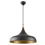 Mylights Metal Sakrkıt Avize Siyah İçi Altın Avize Ahşap Süsl