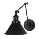 Mylights Metal Üç Mafsalı Mat Siyah Rustik Akrobat Aplik Duvar Lambası
