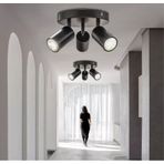Mylights Modern Üçlü Metal Led Spot Günişiği Ampullü Hareketli A siyah