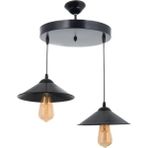 Mylights Retro Metal Sarkıt Ikili Mat Siyah Avize - Ahşap - 1