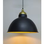 Mylights Retro Rustik Avize Siyah İçi Altın Gold Askılı