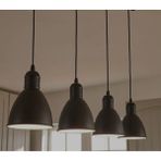 Mylights Retro Rustik Masa Üstü Dörtlü Metal Avize 100CM Siyah Taban - Ahşap