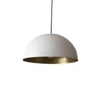 Mylights Retro Rustik Mat Beyaz İci Gold Metal Sarkıt Avize 40 Cm