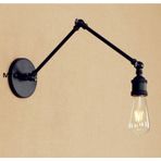 Mylights Retro Rustik Mat Siyah Metal Akrobat Okuma Lambası Aplik