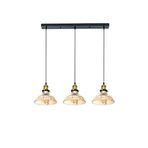 Mylights Retro Rustik Sıralı Üçlü Bal Camlı Sarkıt Masa Üstü Avize 60 Cm En