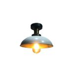 Mylights Retro Rustik Tavan Avize Siyah Içi Altın Plofonyer Armatür - Ahşap - 1