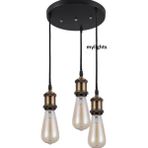 Mylights Retro Rustik Üçlü 30 cm Metal Sarkıt Avize Rustik Sartık Vintage Sarkıt - Ahşap - 1