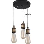Mylights Retro Rustik Üçlü 30 Cm Metal Sarkıt Avize Rustik Sartık Vintage Sarkıt