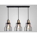 Mylights Retro Rustik Üçlü Masa Üstü Avize En 60 cm Kafes Sarkıt - Ahşap - 1