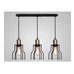 Mylights Retro Rustik Üçlü Masa Üstü Avize En 60 Cm Kafes Sarkıt