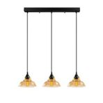 Mylights Retro Rustik Vinatge Sıralı Masa Üsütü Üçlü Avize Bal Camlı 60 Cm En Camlar 20 Cm