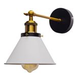 Mylights Retro Rustik Vintage Metal Aplik Mafsalı Duvar Lambası Beyaz Başlık 18 Cm Tek Fiyatırdır