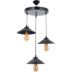 Mylights Retro Rustik Vintage Metal Sarkıt Avize Mat Siyah Üçlü - Ahşap - 1