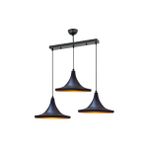 Mylights Retro Siyah Içi Sarı Metal Sarkıt Avize 3lü Sıralı Masa Üstü 60 cm - Ahşap - 1