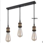 Mylights Retro Vintage Rustik Masa Üsütü Sıralı 60 cm Üçlü Sarkıt Avize - Ahşap - 1