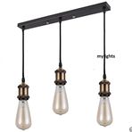 Mylights Retro Vintage Rustik Masa Üsütü Sıralı 60 Cm Üçlü Sarkıt Avize