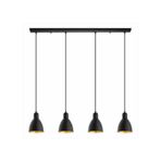 Mylights Rustik Vintage Dörtlü Masa Üstü Sarkıt Avize 100 Cm siyah