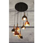 Mylights Rustik Vintage Metal Bakır Ve Siyah Sarkıt Yüksek Tavan Avize