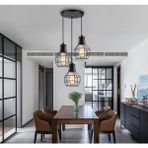 Mylights Vintage Rustik Retro Metal Sarkıt Üçlü Kafes Avize - Ahşap - 1