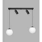 Mylihts Modern Spor LED Avize ve Opal Camlı Sarkıt Avize Salon Motfak Avize 60 cm Dörtlü - Siyah