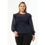 Myline Astarlı Şifon Gipe Detaylı Bluz