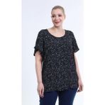 Myline Volanlı Kısa Kol Bluz - 48 - Siyah
