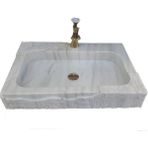 Mym Afyon Beyaz Mermer Özel Dizayn Lavabo - Batarya Çıkışlı