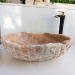 Mym Bal Onyx Mermer Doğal Kayık Lavabo - Parlak Altın