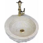 Mym Bej Mermer Roma Model Lavabo - Batarya Çıkışlı