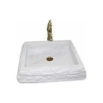 Mym Beyaz Mermer Dışı Eğimli Patlatma Kare Lavabo