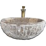 Mym Gümüş Traverten Dışı Dikey Patlatma Lavabo