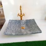 Mym Kaplanpostu Yaprak Model Mermer Lavabo - Gri