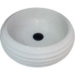 Mym Kristal Beyaz Mermer Özel Işlemeli Bombeli Lavabo
